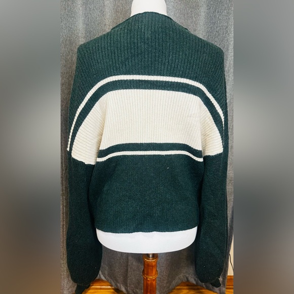 Gilli Dark Green and Cream Turtleneck Sweater Sz Medium - Picture 6 of 11